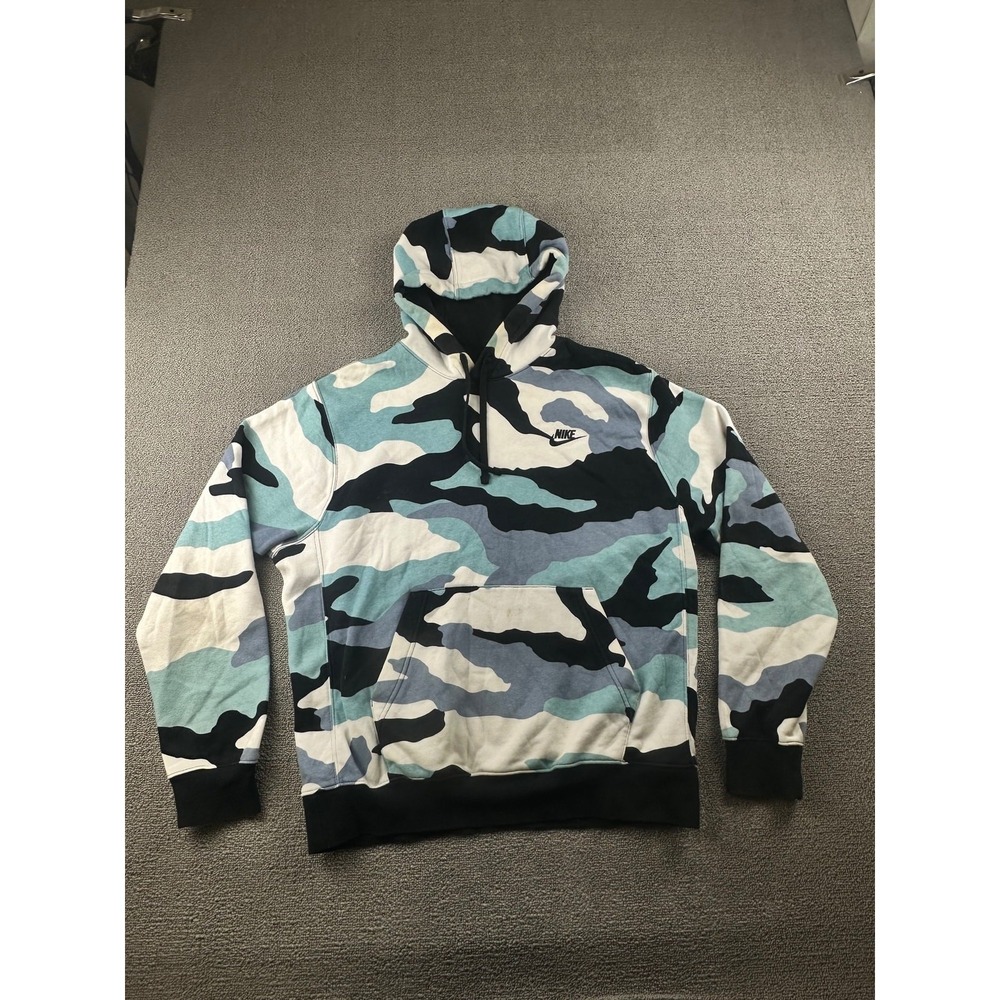 Nike Sportswear Club Fleece Hoodie Men M Multi Color Regular Camo Hip Hop Sporty